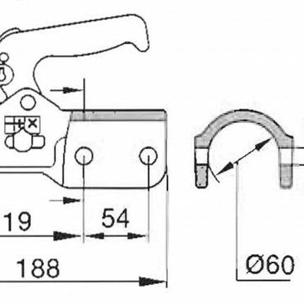 Albe Albe EM350R - rund 60 mm - 3500 kg - gebremste Kugelkupplung
