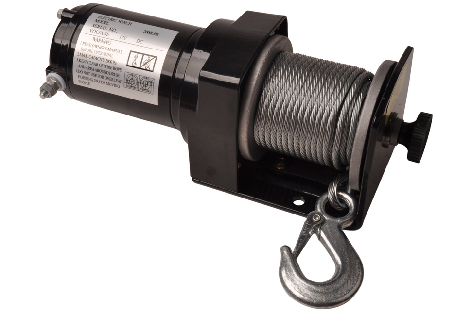 Anhängershop Elektrische Winde 900 kg mit Stahlseil und Haken