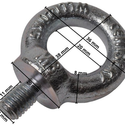 Anhängershop Ösenschraube M8 verzinkt -  5 Stück