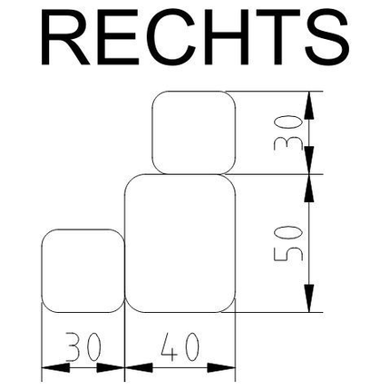 Anssems Eckrunge  Anssems altes Modell 30 cm rechts hinten links vorne