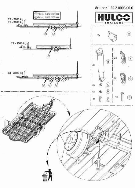 Anssems Hulco MEDAX/TERRAX Stoßdämpfer 1500 kg - Achse 2/3 oder 2/2