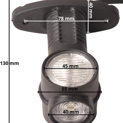 Aspock Aspock Superpoint 3 Begrenzungsleuchte LED - links/rechts - weiß/orange/rot - 1 Meter Flachkabel