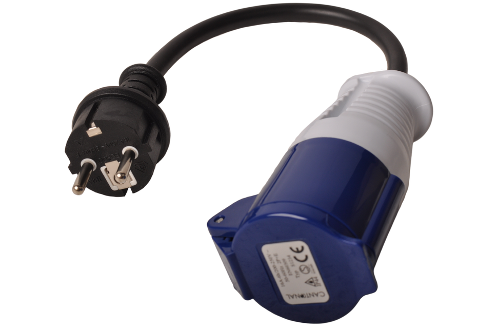 Cantonal Adapterkabel 23 cm von Schuko auf CEE-Kupplung
