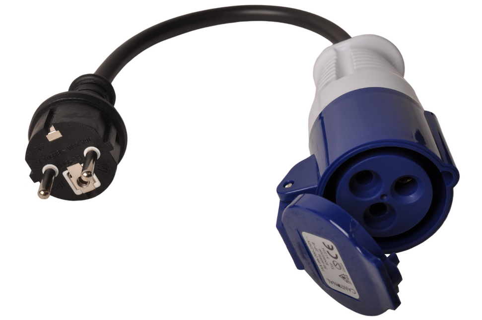 Cantonal Adapterkabel 23 cm von Schuko auf CEE-Kupplung