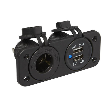 Cantonal Einbausatz - DIN-Steckdose + 2x USB-Anschluss 2x2100mA
