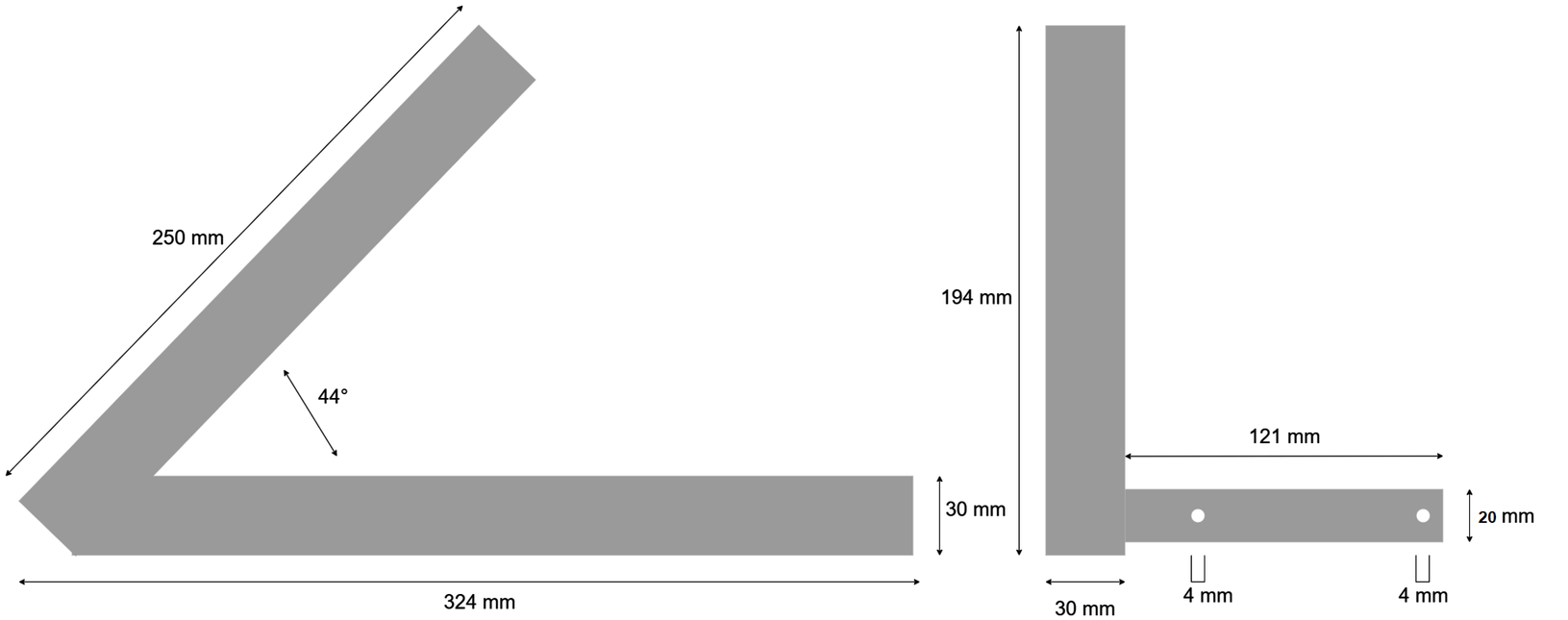 Cantonal Einseitiger Stütz-/Zentrierfuß für Bugrolle - links