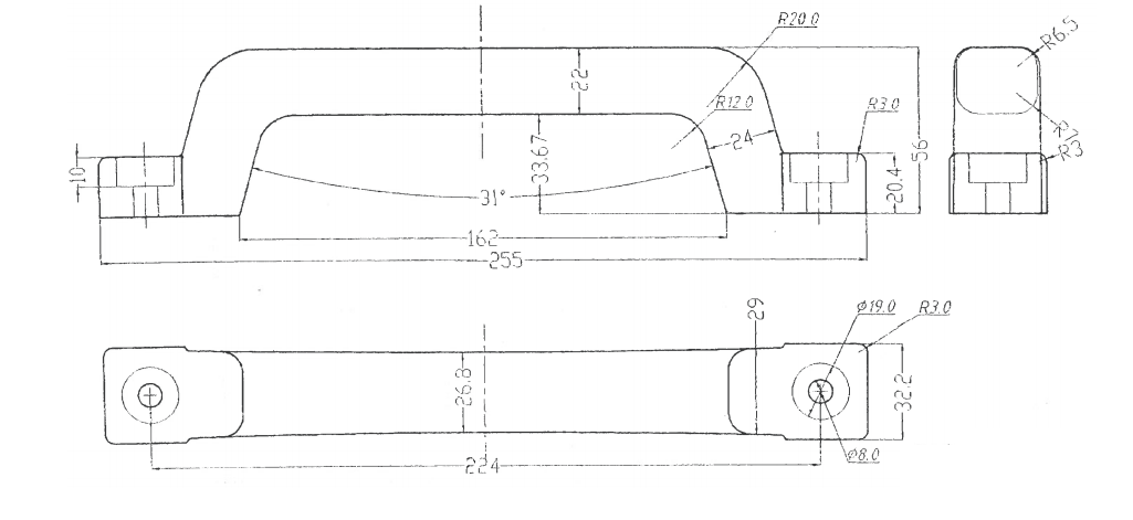 Cantonal Griff PVC - schwarz - 224 mm Mittenabstand