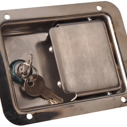 Cantonal Kastenverschluss aus poliertem Edelstahl - 140x108 mm - inklusive 2 Schlüssel