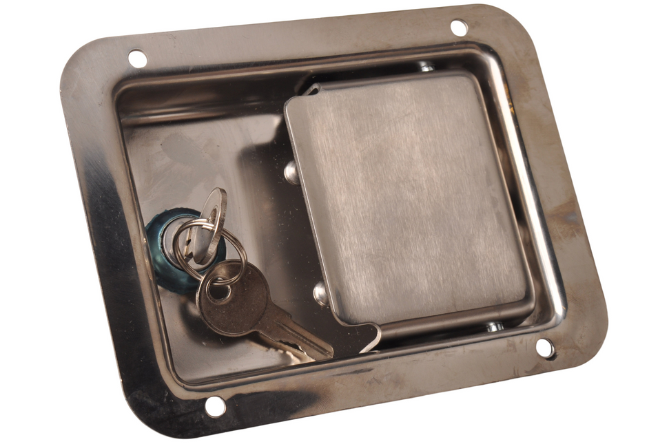 Cantonal Kastenverschluss aus poliertem Edelstahl - 140x108 mm - inklusive 2 Schlüssel