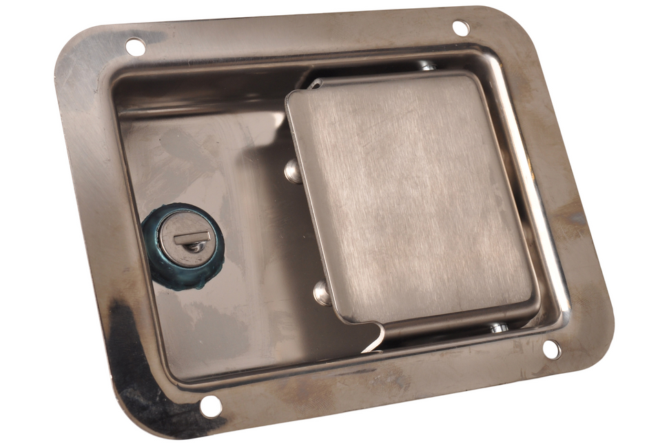 Cantonal Kastenverschluss aus poliertem Edelstahl - 140x108 mm - inklusive 2 Schlüssel