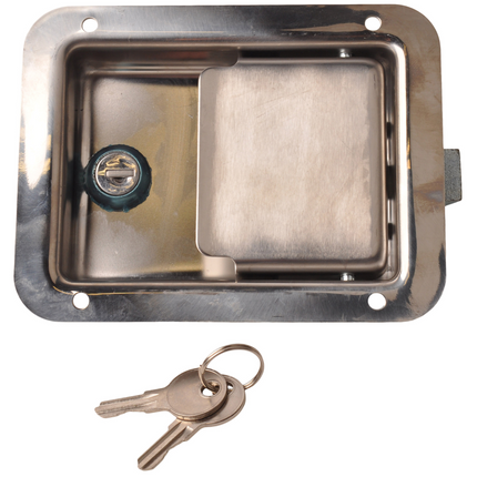 Cantonal Kastenverschluss aus poliertem Edelstahl - 140x108 mm - inklusive 2 Schlüssel