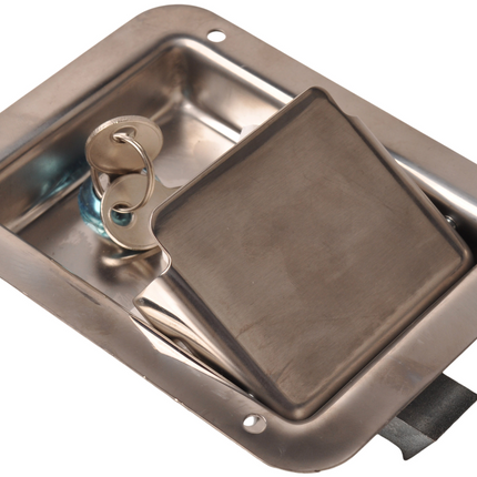 Cantonal Kastenverschluss aus poliertem Edelstahl - 140x108 mm - inklusive 2 Schlüssel