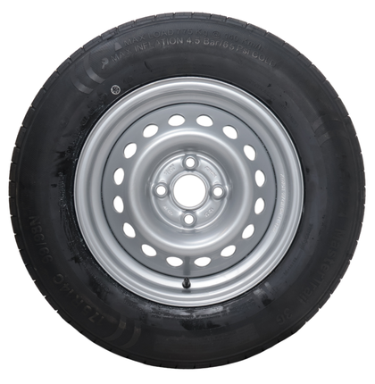 Cantonal Komplettrad Anhänger - 175/80R14C - Lochkreis: 4x100 - Tragfähigkeit: 775 kg - Nabendurchmesser: 57 mm