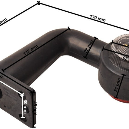 Cantonal LED Begrenzungsleuchte  rechte Winkel rot/weiß - rechts