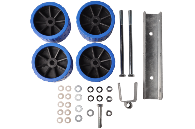 Cantonal Rollensatz auf Kippblock 30 mm - 4 Kielrollen - blau