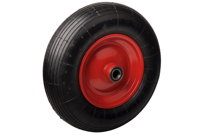 Cantonal Schwerlast Schubkarrenrad - 4.00-8 - rote Stahlfelge - Tragfähigkeit: 220 kg - Achsloch: 25 mm