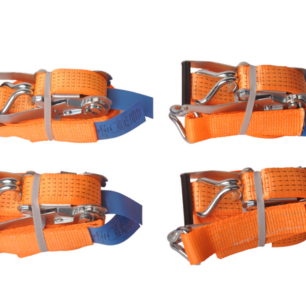 Cantonal Set von 4 Zurrgurten 800x5 cm - orange mit Aanhangwagendirect.nl Aufdruck - Bruchlast 5000 kg