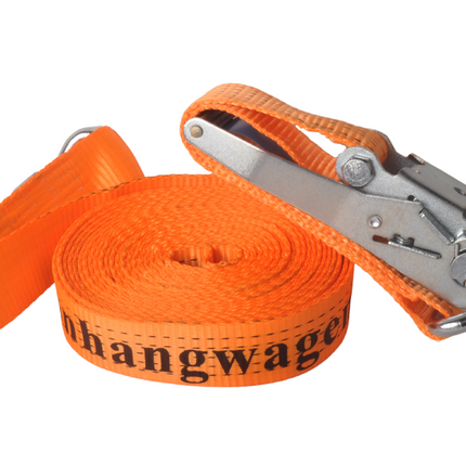 Cantonal Set von 4 Zurrgurten 800x5 cm - orange mit Aanhangwagendirect.nl Aufdruck - Bruchlast 5000 kg