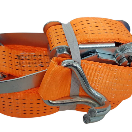 Cantonal Set von 4 Zurrgurten 800x5 cm - orange mit Aanhangwagendirect.nl Aufdruck - Bruchlast 5000 kg