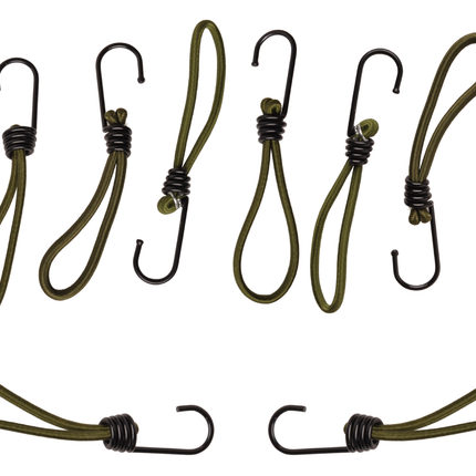 Cantonal Spanngummis mit Haken - 15 cm - dunkelgrün mit schwarzem Haken