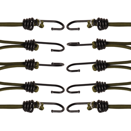 Cantonal Spanngummis mit Haken - 15 cm - dunkelgrün mit schwarzem Haken