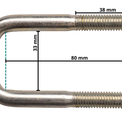 Cantonal U-Bolzen / Zugöse M10 80x33 mm