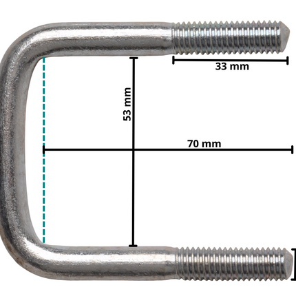 Cantonal U-Bolzen/Zugöse M10 70x53 mm