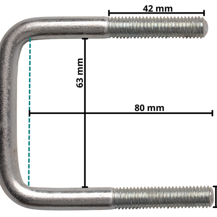 Cantonal U-Bolzen/Zugöse M10 80x63 mm