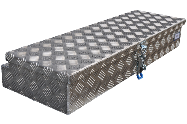 De Haan De Haan Box HM - 900x320x150 mm - wasser- und staubdichte Aluminium-Riffelblech Deichselbox - mit Spannschloss