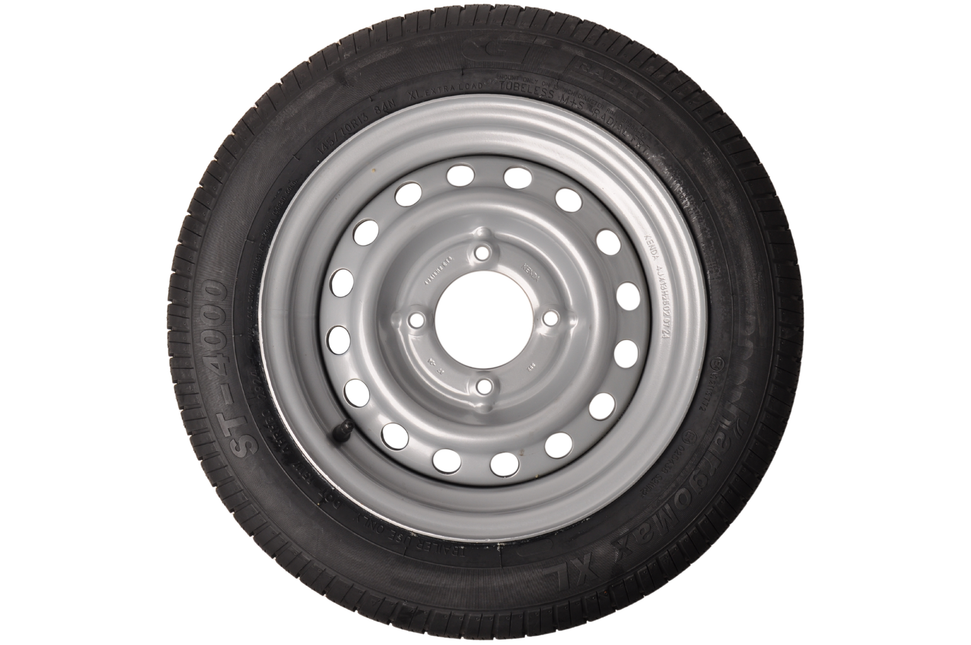 Kargotrail Komplettrad Anhänger - 145/70R13 - Lochkreis: 4x115 -Tragfähigkeit: 425 kg - Nabendurchmesser: 85 mm