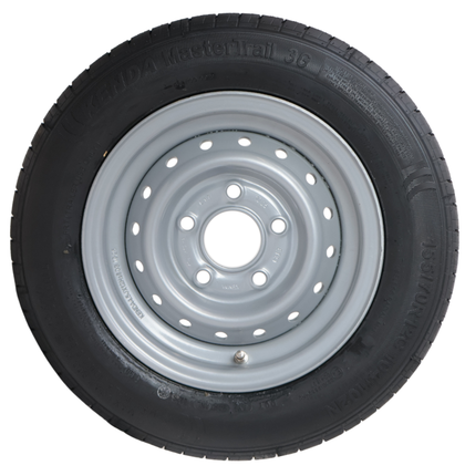 Kenda Komplettrad Anhänger - 155/70R12C - Lochkreis: 5x112 - Tragfähigkeit: 900 kg - Nabendurchmesser: 67 mm