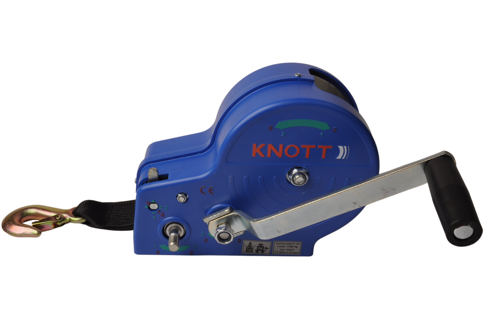 Knott Ungebremste Handwinde - 1150/575 kg - inklusive Windengurt und Lasthaken - 2 Geschwindigkeiten