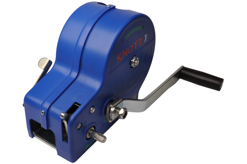 Knott Ungebremste Handwinde - 900/450 kg - inklusive Windengurt und Lasthaken - 2 Geschwindigkeiten