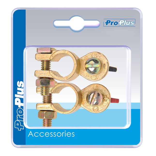 ProPlus Batterieklemme mit Flügelmutter - 12 - 24V - (-) ist 17,5 mm - (+) ist 19 mm