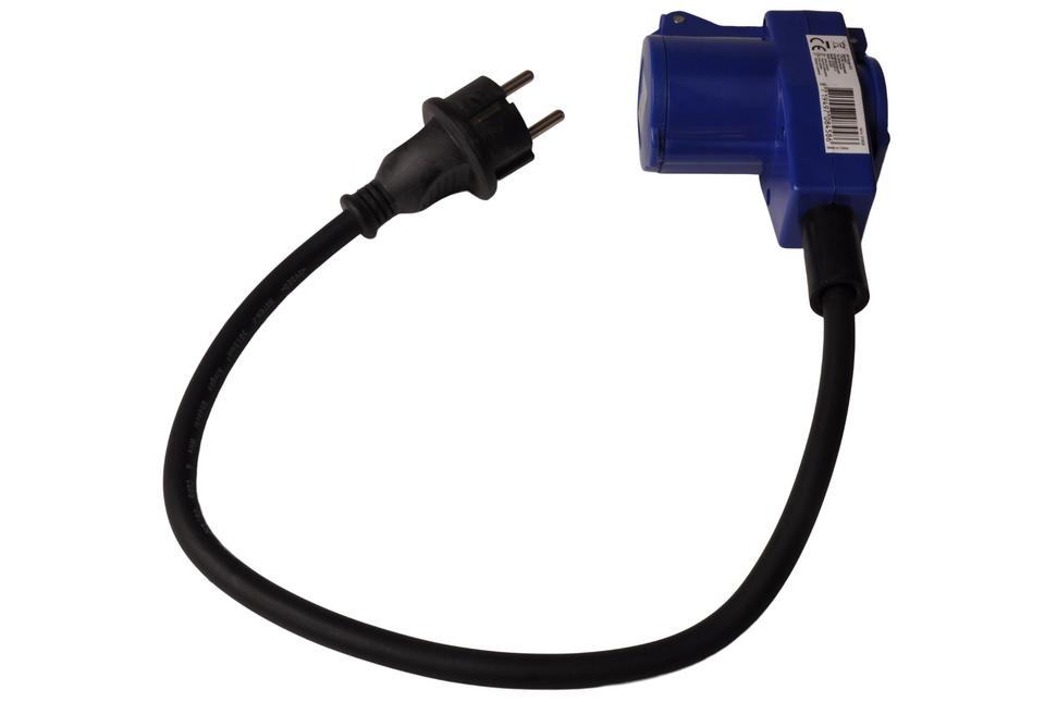 ProPlus Verbindungskabel 40cm von schuko zu CEE-Steckdose und schuko-Steckdose.