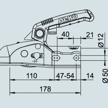 AL-KO AL-KO AK161 - rund 35/45/50 mm - 1600 kg - gebremste Kugelkupplung