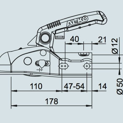 AL-KO AL-KO AK270 - rund 35/40/45/50 mm - 2700 kg - gebremste Kugelkupplung - komplettes Safety Kit mit Distanzstücken und Safety Ball