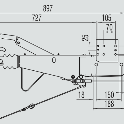 AL-KO AL- KO Auflaufeinrichtung für Anhänger - 161S - maximale Anhängelast: 1600kg - Vierkantrohr anschluss: 100 mm - inkl. Stützrad-Konsole