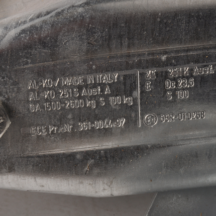 AL-KO AL- KO Auflaufeinrichtung für Anhänger - 251S - maximale Anhängelast: 2600kg - Vierkantrohr anschluss: 100mm - inkl. Stützrad-Konsole