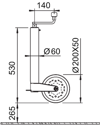 AL-KO Alko Stützrad - 60 mm - Tragfähigkeit: 500 kg - Heavy duty für lose Klemmen