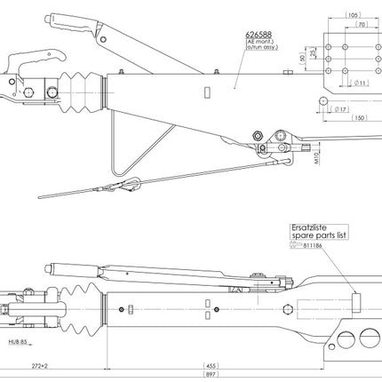 AL-KO Auflaufeinrichtung für Anhänger 251S100 (2600kg) Quadrat 100mm Auflaufbremse - inklusive Stützradhalterung