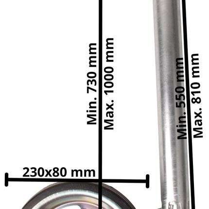 AL-KO Stützrad AL-KO - 48 mm - Tragfähigkeit: 300 kg - Stahlfelge und Vollgummirad - inklusive Kurbel mit Drucklager und Kugeldruckmanometer