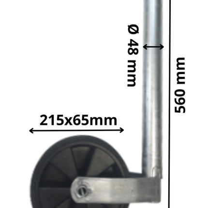 AL-KO Stützrad Caravan Plus AL-KO - rund Durchmesser 48 mm - extra lang - Kunststofffelge mit Gummiprofil