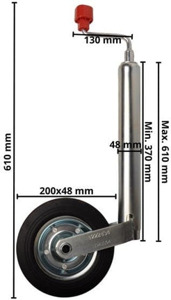 AL-KO Stützrad Compact AL-KO - 48 mm rund - Tragfähigkeit: 150 kg - Stahlfelge mit Vollgummirad