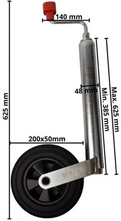 AL-KO Stützrad Compact AL-KO - 48 mm - Tragfähigkeit: 150 kg - Kunststofffelge mit Vollgummirad