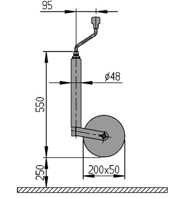 AL-KO Stützrad Plus AL-KO - 48 mm - Tragfähigkeit: 300 kg - verlängerte Ausführung - Stahlrad