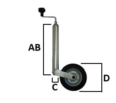 AL-KO Stützrad Plus Alko, rund Durchmesser 48 mm, extra lang, Stahlfelge mit Luftreifen ( 260 x 85)