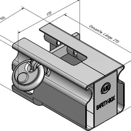 Albe Deichselbox Albe – Premium - Silber - Stahl - inkl. Edelstahl-Discussschloss mit 2 Schlüsseln