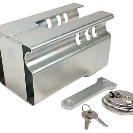 Albe Deichselbox Albe – Premium - Silber - Stahl - inkl. Edelstahl-Discussschloss mit 2 Schlüsseln