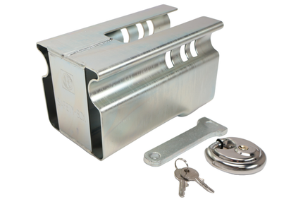 Albe Deichselbox Albe – Premium - Silber - Stahl - inkl. Edelstahl-Discussschloss mit 2 Schlüsseln